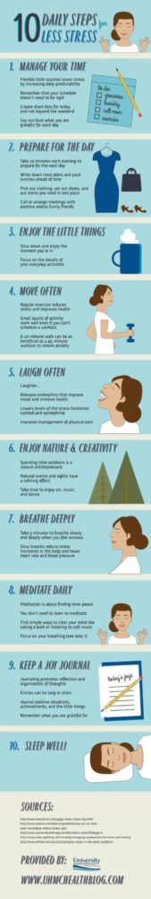 Infographic: 10 Daily Steps To Less Stress